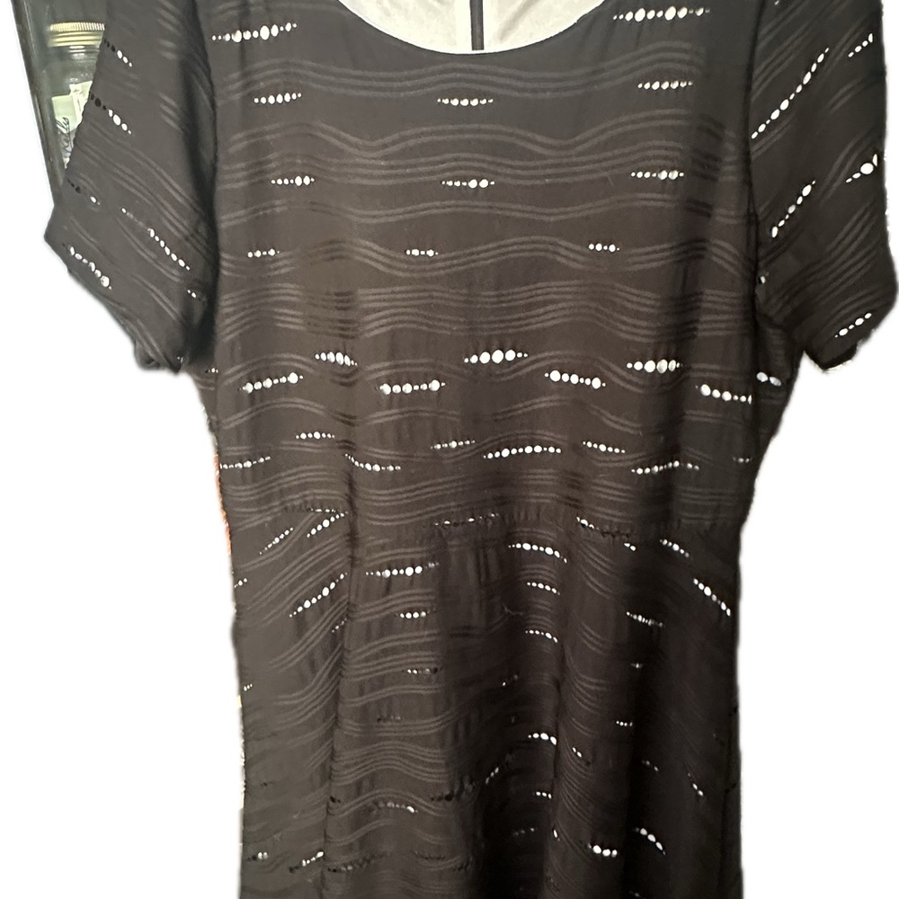 Alfani Black Textured Short Sleeve dress
